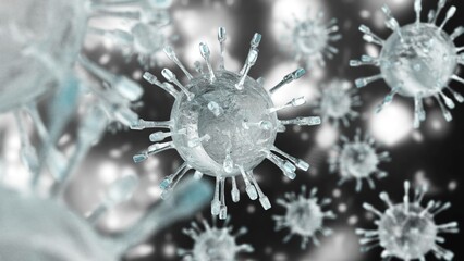 Wall Mural - New year virus close up, infectious bacterium virus, 3d rendering