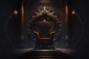 majestic throne room decorated with patterns in the gloom AI