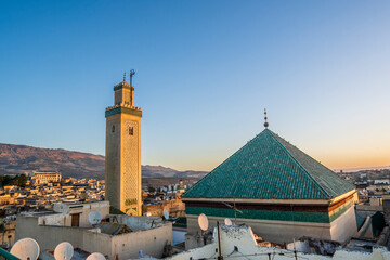 Wall Mural - Beautiful cityscape of Fez taken from rooftop terrace in the heart of old medina, Fez, Morocco, Africa