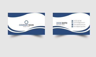 Clean business card template, Corporate business card design, Blue and white business card layout, Trendy business card design