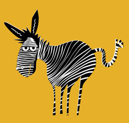 Sticker - Illustration of funny cartoon zebra