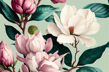 delicate floral watercolor pattern for textiles and backgrounds, watercolor peonies flowers and gree