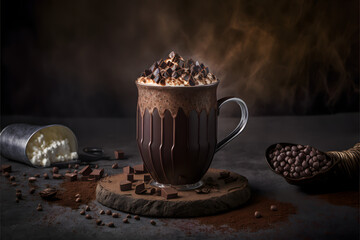 Overflowed Hot Chocolate with Choco Drops, Generative AI