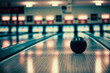 black bowling ball on a retro wood bowling alley,  Generative AI