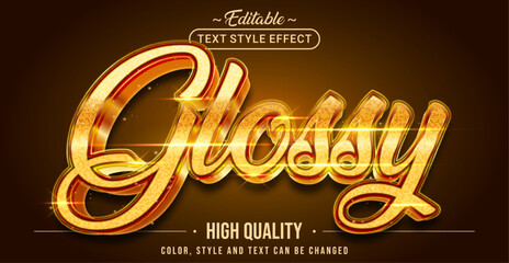 Aufkleber - Editable text style effect - Glossy Gold text style theme.