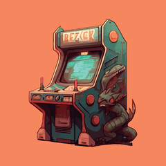 vintage arcade game machine icon,cartoon style,vector,icon