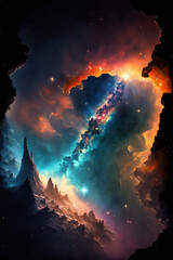 Wall Mural - abstract outer space endless nebula galaxy background. generative ai