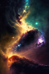 Wall Mural - Abstract outer space endless nebula galaxy background. Generative ai