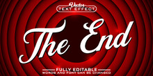 Retro Cinema Movie The End Vector Editable Text Effect Template