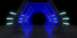 3D abstract background with neon lights. neon tunnel  .space construction . .3d illustration