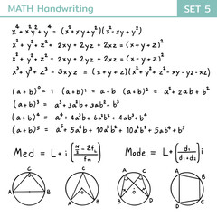 Mathematical theory and mathematical equations handwriting