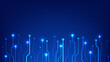 © piggu - Hi tech digital circuit board. AI pad and electrical lines connected on blue lighting background. futuristic technology design element concept