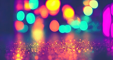 glitter neon color bokeh background