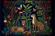Generative AI render of a naive painting of a jungle