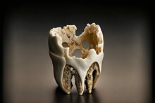  A Toothbrush Holder Made Of White And Brown Material With Holes In The Middle Of The Tooth And A Hole In The Middle Of The Tooth That Has Been Cut Off From Generative AI