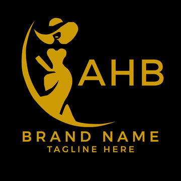 AHB fashion logo. AHB  Beauty fashion house. modeling dress jewelry. AHB fashion technology  Monogram logo design for entrepreneur and best business icon. 
