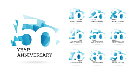 set ten to ninety years anniversary logo design, celebrate anniversary logo to celebrate event, invi