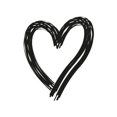 Sticker - Brush stroke heart vector. Heart shape illustration.