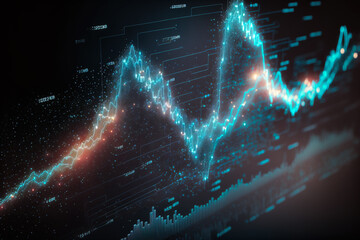 Wall Mural - Abstract stock market chart with candles and lines, Generative AI illustration