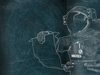 Wall Mural - astronaut reading the scroll close up