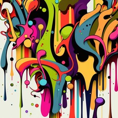 Wall Mural - Graffiti dripping grunge and colorful texture illustration made with Generative AI