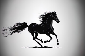 Wall Mural - running horse silhouette in form. generative ai