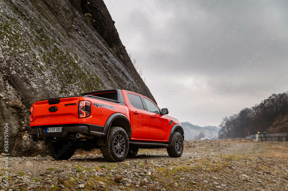 Ford Ranger Raptor 2023 Red 2023 Ford Ranger Raptor Stock Photo | Adobe Stock