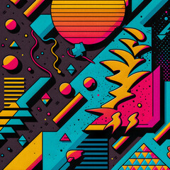 Wall Mural - 80s and 90s pattern,granular texture, background, illustration