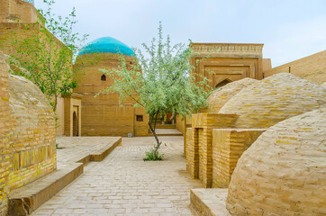 Canvas Print - The old mausoleums in Itchan Kala, Khiva, Uzbekistan