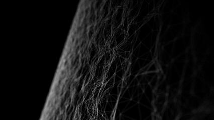 Wall Mural - wave of digital particles on a black background. abstract interlacing lines and points. digital conn