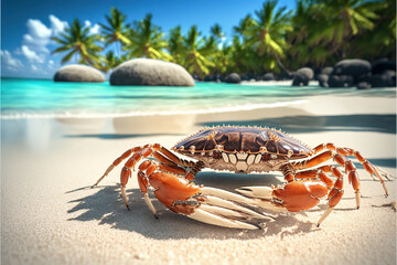 Wall Mural - Crab on a beach