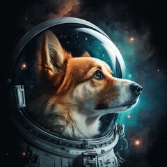 a dog wearing a space suit. generative ai.
