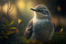 Mockingbird, Common Bird In North America. Generative AI.