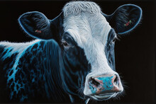 Cow Portrait Painted In Pastel. Today's Art. Generative AI