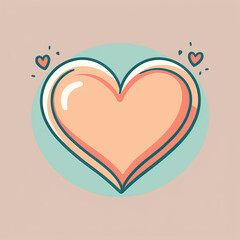 Wall Mural - Cute heart illustration, cartoon Valentines day icon. Card template