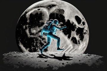 Wall Mural - Moonwalk dancer on the moon, created with Generative AI technology