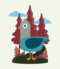 Sticker - bird forest trees