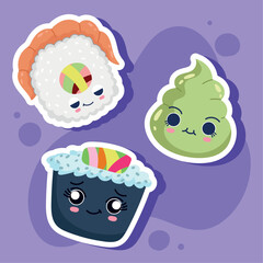 Poster - kawaii wasabi sushi