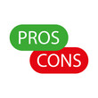 Pros cons icon. Green red pro con. Vector illustration.