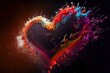 very colourful painted heart with represents love and all the facets or a interesting life, generative ai