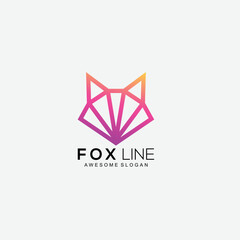 Wall Mural - fox head line logo template gradient color