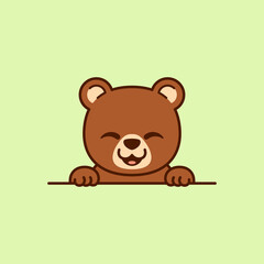 Wall Mural - Cute Peeking Bear Vector Illustration