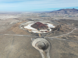 Wall Mural - Turkey Konya crater lake, Lake Meke, Unfortunately the lake no longer exists because the lake is dry, November 20, 2022. Drone photo.