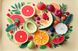 paper cut craft style fresh summer fruits and berries. Sweet