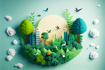 Wall Mural - Ecology and environmental conservation, creative concept Eco friendly city design