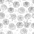 © oelhoem - Roses drawing seamless pattern on transparent background