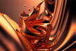 © Sci-Fi Agent - Liquid metal background. Generative Ai Art. Molten copper metal.