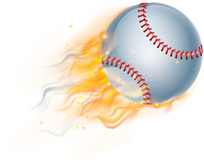 Wall Mural - A Baseball ball flying through the air with flame or fire concept