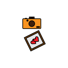 Poster - polaroid, camera line icon. Elements of valentines day illustration icons. Signs, symbols can be used for web, logo, mobile app, UI, UX on white background