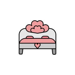 Wall Mural - bed line icon. Elements of valentines day illustration icons. Signs, symbols can be used for web, logo, mobile app, UI, UX on white background